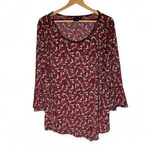 V5- Rafaella Red Floral Blouse size 2X